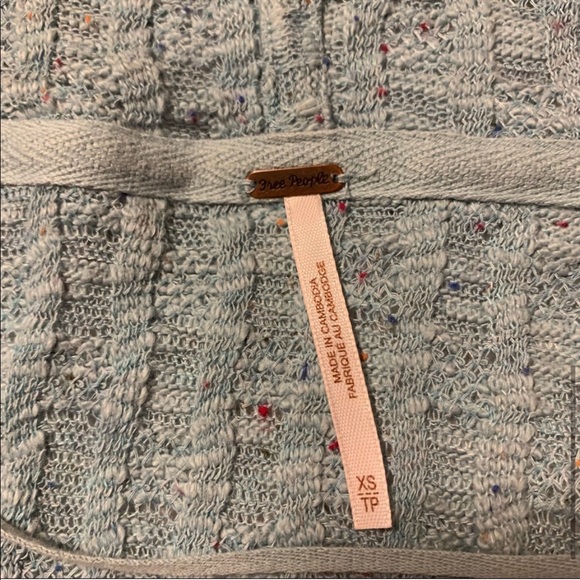 Free People Sweater Baja Babe Hooded Hacci Bell Sleeve Cerulean Blue - Picture 5 of 13